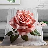 3D gedruckt Pink Rose Reisedecke Mikrofaser weich warm Bettwäsche Botanical floral Art Decke maschinenwaschbar für Reisende Gamer Jugendliche 40x50inch(100x130cm)