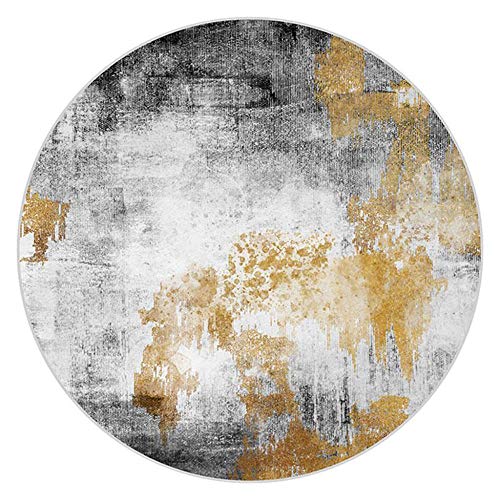 WJW-DT Alfombras Redondas, Sala de Estar Moderna Comedor Alfombra geométrica 80cm 100cm 120cm 140cm 160cm 180cm 200cm Alfombra Amarillo Gris-180cm