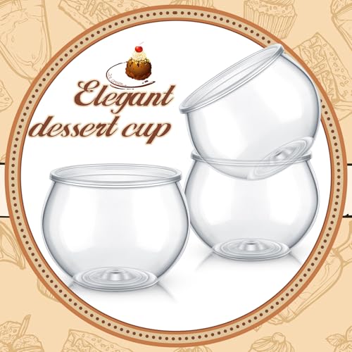 Newtay 50 Pcs 3 oz Sphere Plastic Dessert Cups for Party Small Clear Parfait Appetizer Cups Mini Round Dessert Bowl Disposable Ice Cream Salad Fish Bowl for Serving Wedding Event Birthday Party Cake - Thumbnail 7