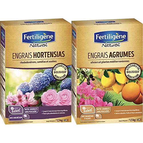 Naturen Engrais Hortensias Rhododendrons Camelias Azalees 1,5 kg & Engrais Agrumes 1,5 kg