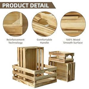 Large torched wood storage crates decorative set of 4 nesting wooden crates for display rustic farmhouse wooden storage container boxes made from 100 wood  urban country home decor
