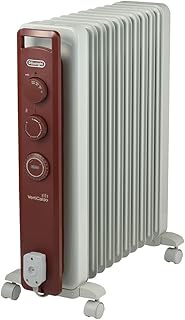 De'Longhi (デロンギ) オイルヒーター ヴェルティカルド RHJ21F1015-BR 電気ヒーター ゼロ風暖房 静音 乾燥しにくい 表面温度約80℃ 燃料補充不要 安全プラグ [10-13畳] [ホワイト×ブラウン] デロンギファミリー登録で5年保証