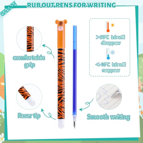 Ostern Geschenke - 6 Stück Radierbarer Kugelschreiber, 0,5mm, Gelstifte mit Tiermotiven, Farbtinte Tintenroller, Ideal als Geschenk zu Valentinstag, Ostern, Einschulung, für Schule & Bürobedarf