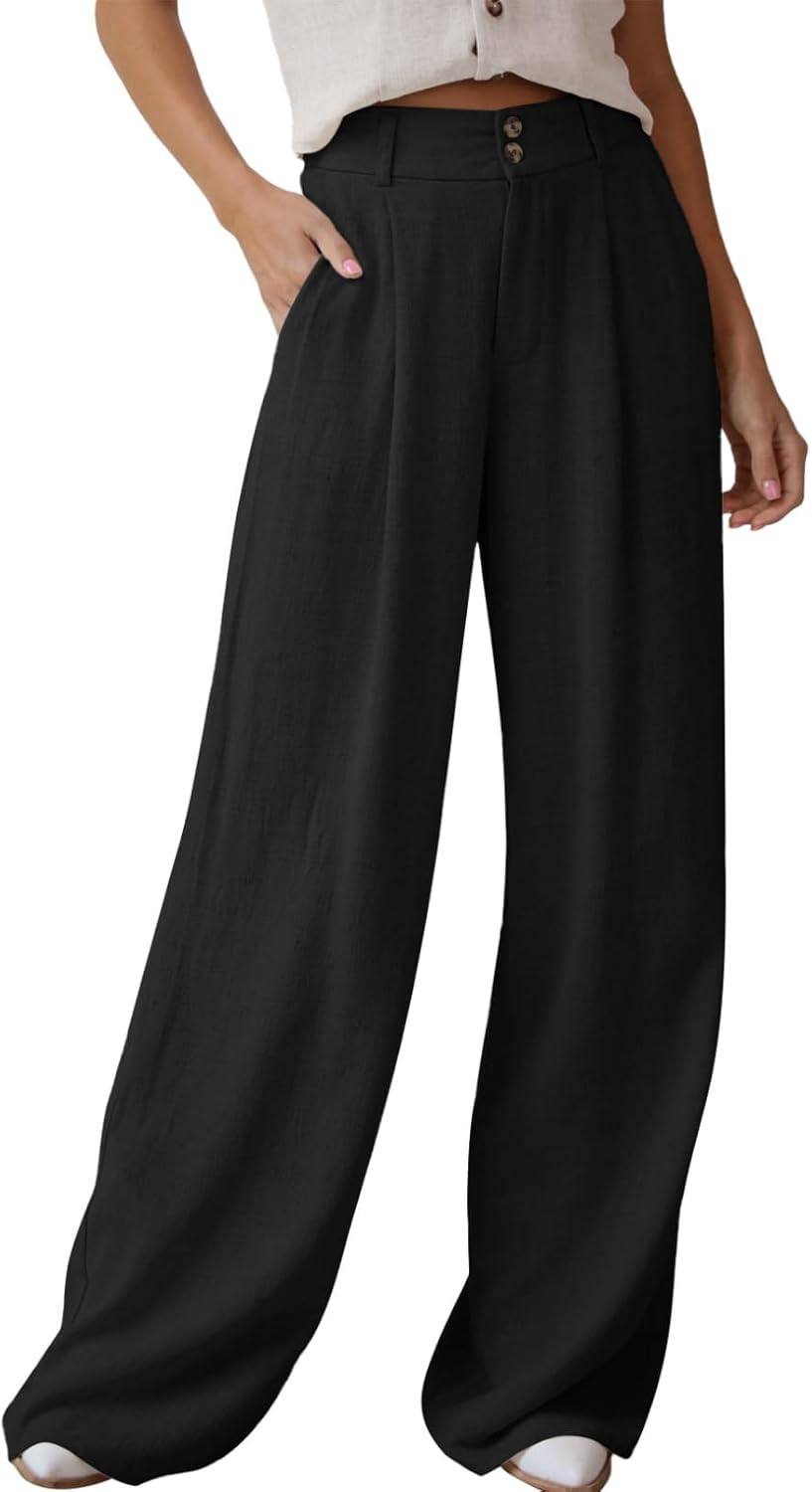 Dokotoo Women's Casual Loose Wide Leg Linen Pants