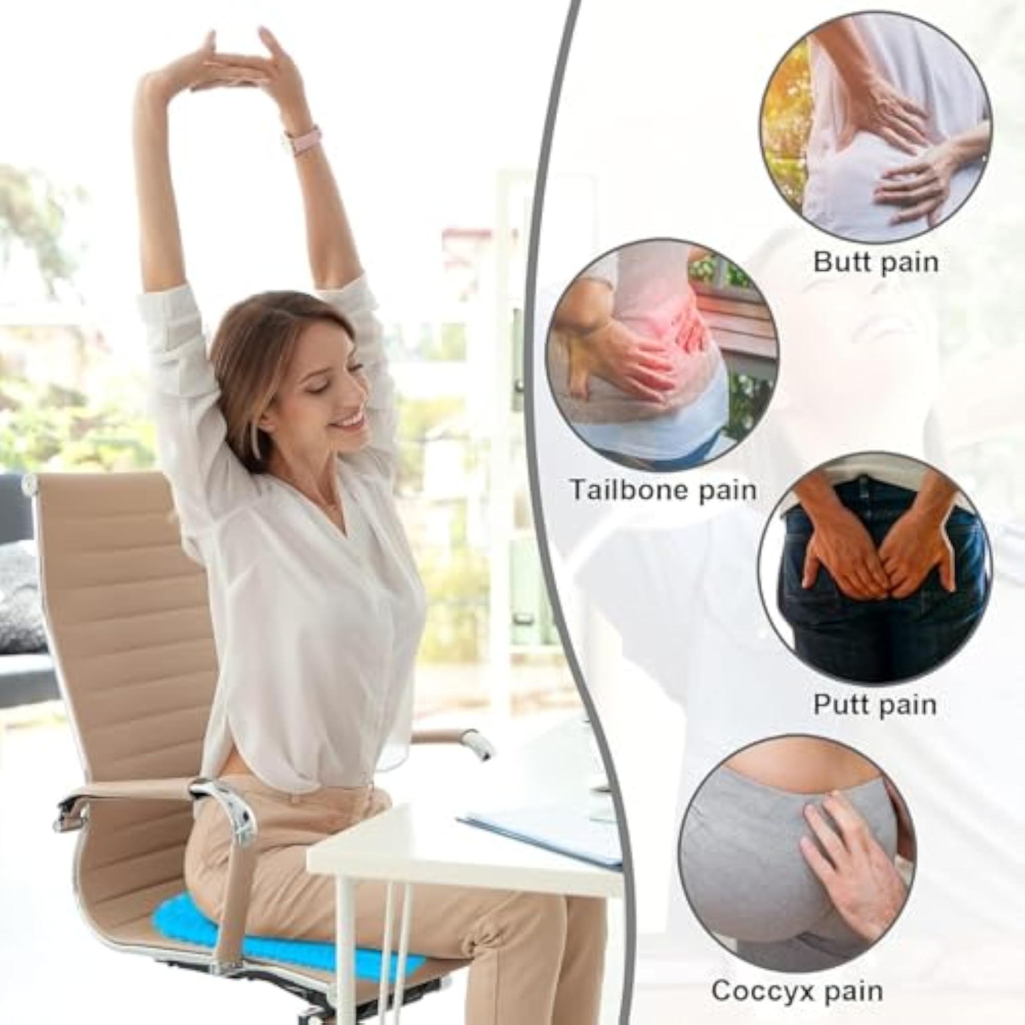 Orthopedic Gel Seat Cushion, Cooling Honeycomb Support