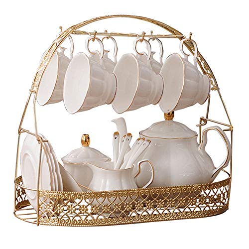 EVFIT Juegos de té de Porcelana Piezas Sencillas 16 del Accesorio De Oro De La Tarde Té Vaso Juego De Café De Porcelana…