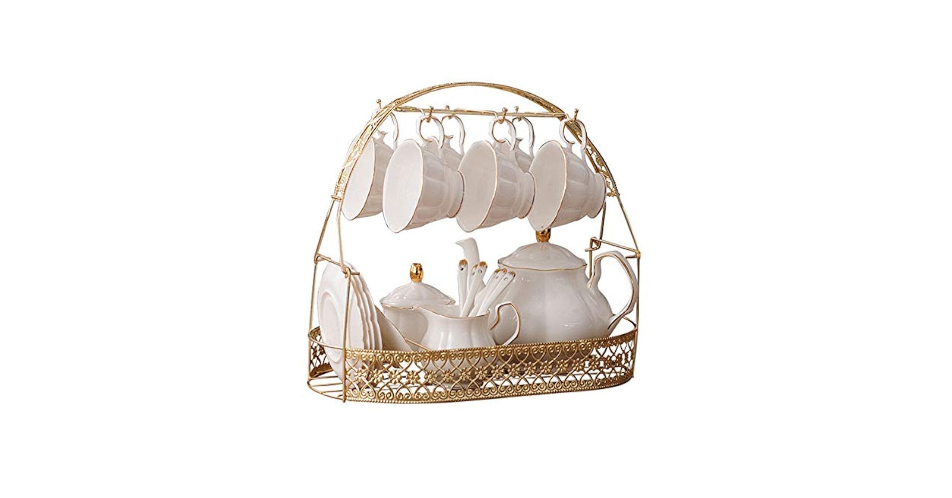 Amazon.com: ZXXHNNAIH Tea Set 6-Piece Teacup and Teapot Tray