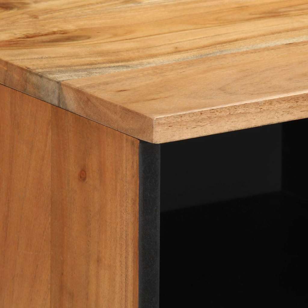 Mueble bajo para TV (madera maciza, mango marrón, 100 x 33 x 46 cm) | Elegante mueble de TV para sala de estar y dormitorio con amplio espacio de almacenamiento y elegantes cajones de madera.