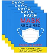 Wisdompro 5 Pack Face Mask Required Sign, Please Wear Mask Sign Wall Decals, 8 x 10 Inch Waterpro...