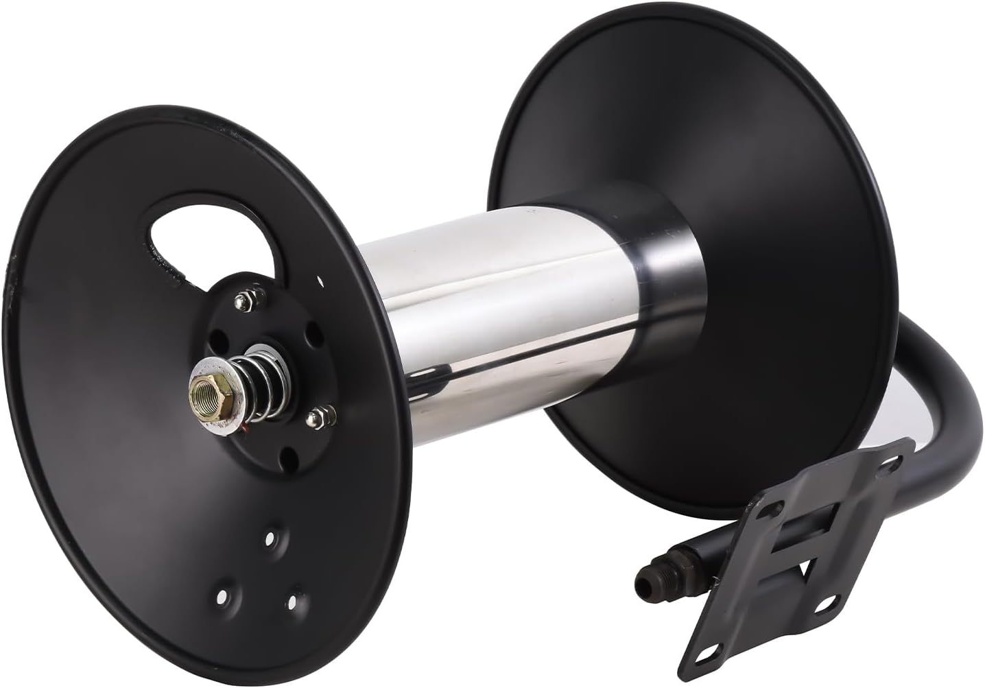 Pressure Washer Hose Reels | Heavy Duty Stainless Steel Washer Reel | with 90 Degree Elbow Adapter, for Air, Liquid, Water Use, Floor and Wall Mounting