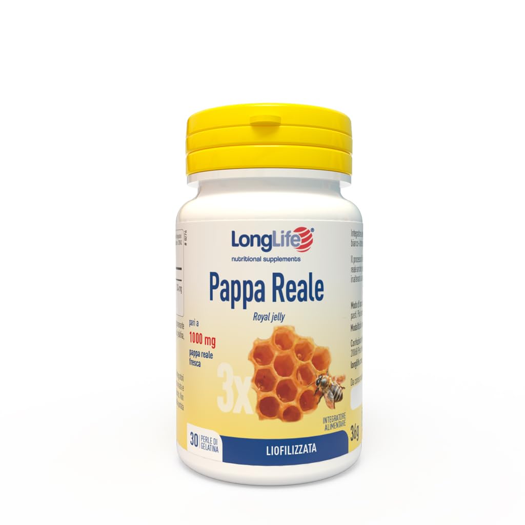 LongLife® Pappa Reale | Liofilizzata | Titolata al 3% in 10-​HDA | 1000 mg di pappa reale fresca per perla | Antiossidante | Fino a 1 mese di trattamento | Senza glutine e doping free