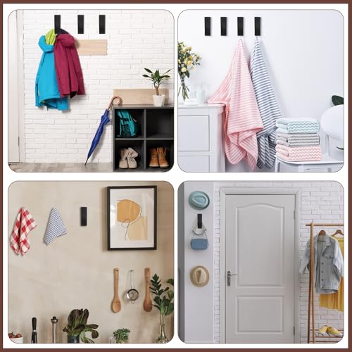 Honeydak 6 Pack Wall Coat Hook Rack Black Walnut Wood Metal Decorative Wall Hooks Backpack Hanger Wall Mounted Wood Towel Rack Rustic Wooden Heavy Duty Hooks For Wall Hanging Coats Hats Bags thumb #4