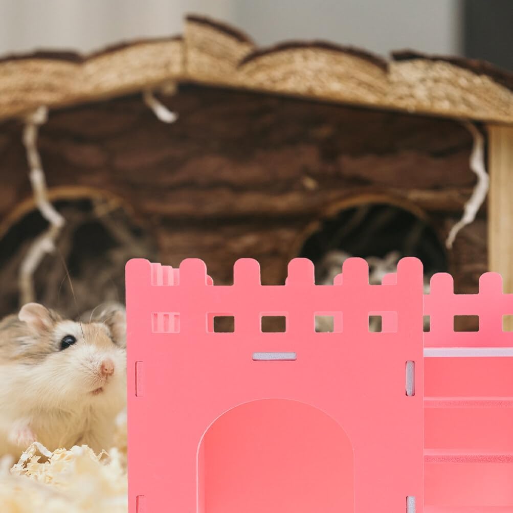 2pcs Hamster Hideout Villa with Climbing Ladder and Guinea Pig Habitat for Relaxation and Privacy Climbing Castle for Small Pets