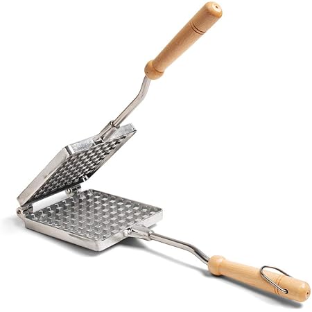 Kings County Tools Stovetop Handheld Waffle Maker | Great for Camping & Kitchen | 5” Long Beechwood Grip | Makes A Perfect Breakfast Treat | Food Grade Safe | Sturdy and Durable