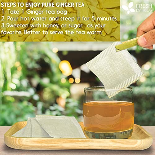 Premium 150 Ginger Tea Bags, Pure, Organic, Non-Gmo, 100% Natural Ginger. Ginger Herbal Tea. Ginger Tea. No Sugar, No Caffeine, No Gluten, Vegan. #TOP5
