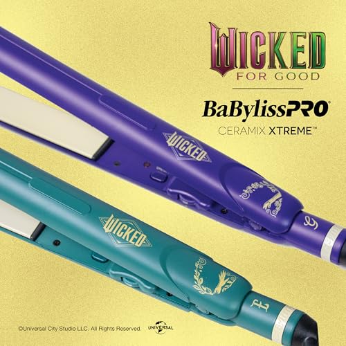 BaBylissPRO Ceramix Xtreme Wicked: For Good - Inspired 1" Inch Hair Straightener, Universal Voltage Flat Iron with Floating Plates