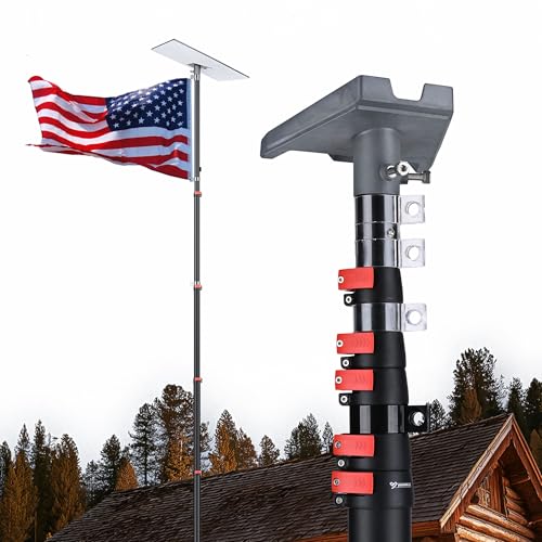 Yescom EZ GO 30ft Starlink Gen 3 Ground Pole Mount Kit with Adapter Telescopic Flagpole Mount for Tailgating Outside House Inground Outdoor Camping Black
