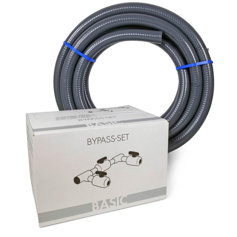 Bypass-Set Complete inkl. Zubehör | Wärmepumpe Solarheizung Heizpumpe Anschluss Ø 50 mm Ø 38 mm | Schwimmbad Pool Steuerung Wasserzufuhr Temperaturregulierung Durchfluss Teich-BAU Flexrohr Schlauch