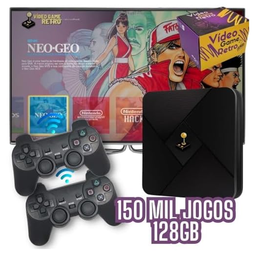 Game Retro Diversos Consoles 2 Controles Sem Fio 128GB 130 Mil Jogos Sistema Atualizado Jogue Arcade PS1 N64 SNES Dreamcast PSP NDS Emulador Multijogos