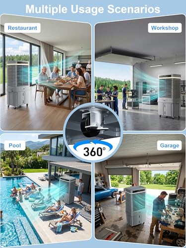 Uthfy 800CFM Swamp Cooler for Large Room, 33”Evaporative Air Cooler with 4Gal Detachable Water Tank, 12H Timer, Ambient Light, 80°Oscillation, Outdoor Air Conditioner for Patio, Garage by Uthfy - Image 18