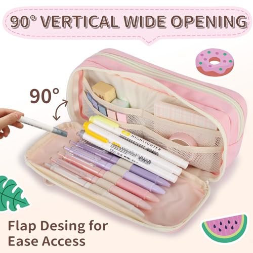 Image of Large Capacity Pencil Case with Compartments for Girls, Pen Bag for School | Multi-Compartment Pencil Case Massive Storage Capacity Durable Zipper Students College Office Stationery Essentials