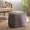 GDFStudio Boho Handmade Fabric Cube Pouf Ottoman Foot Stool - Bean Bag Floor Chair - Foot Rest Couch for Living Room Bedroom, Brown Beige and Yellow,15"" x 15"" x 15"", 312185N