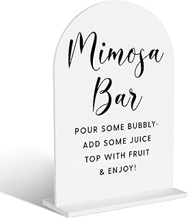 Acrylic Wedding Signs, Mimosa Bar Signs for Marriage Reception, Bridal S...