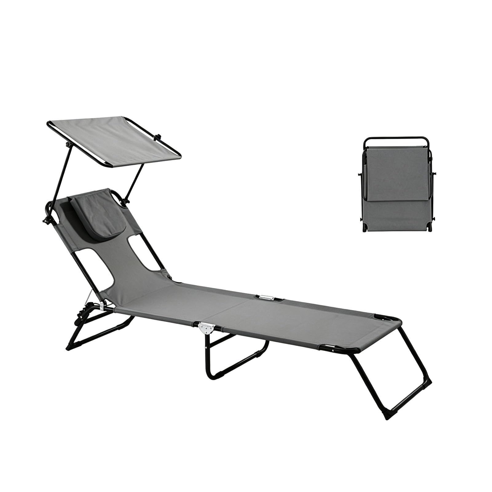 JYHCD Garden Recliner Chair Folding Sun Lounger with Face Hole