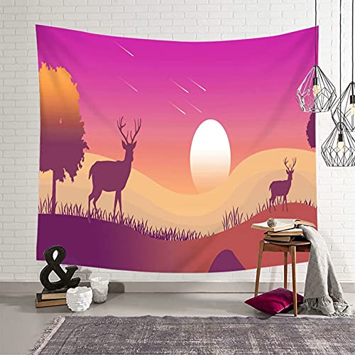Tapiz de pared KnSam de alce bajo la luna: poliéster de alta calidad de 150x150 cm