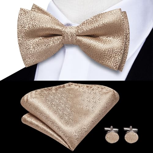 Image of Dubulle Suspender and Bow Tie for Men Paisley Solid Mens Suit Braces Pretied Bowtie and Handkerchief Cufflinks Formal Wedding