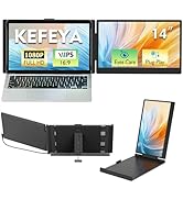 KEFEYA 14 inch Laptop Beeldschermuitbreiding FHD 1080P IPS- Dubbele Scherm Extender voor Laptops 13-17 inch met Type-C/USB/HDMI-Aansluiting, Laptop Screen Extender Plug & Play Windows/Mac/Android