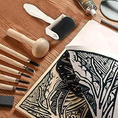 3 Pcs Rubber Brayer Rollers Ink Applicator Printmaking Art Craft Rollers Paint Brushes for Craft Projects Ink Stamping Lino Printing Ink Lino Ink