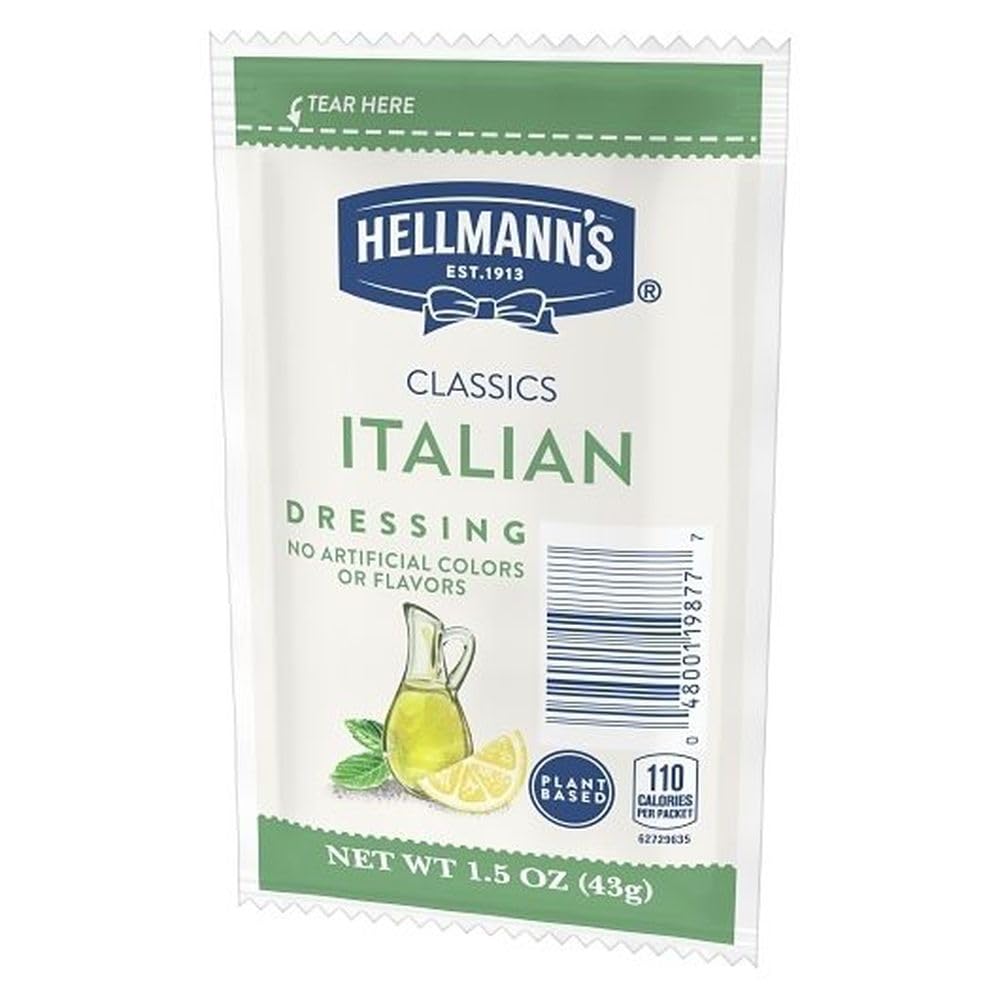 Hellmann's Classics Italian Salad Dressing Portion Control Sachets Gluten Free, No Artificial Flavors, Colors or High Fructose Corn Syrup, 1.5 oz, Pack of 102
