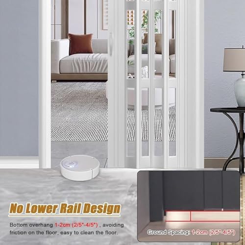 Customizable PVC Accordion Folding Door with Frosted Acrylic Panel - Space-Saving Interior Door, Ideal for Home & Office (62x80in / 156x203cm)