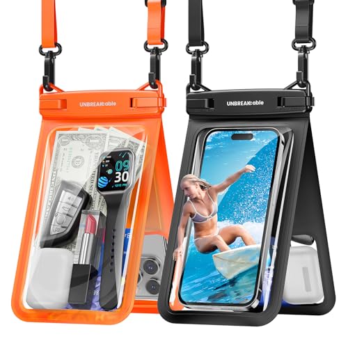 UNBREAKcable Double Space Waterproof Phone Pouch 2-Pack,Black+Orange by UNBREAKcable - Used condition - US$6.79