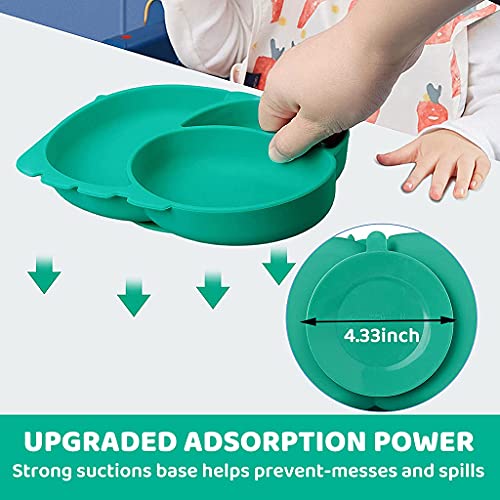 Image of SNOWIE SOFT Suction Plates for Baby, Toddler Divided Dish, Kids Silicone Plates Fits Most Highchair Trays, Microwave Dishwasher Safe, BFA Free
