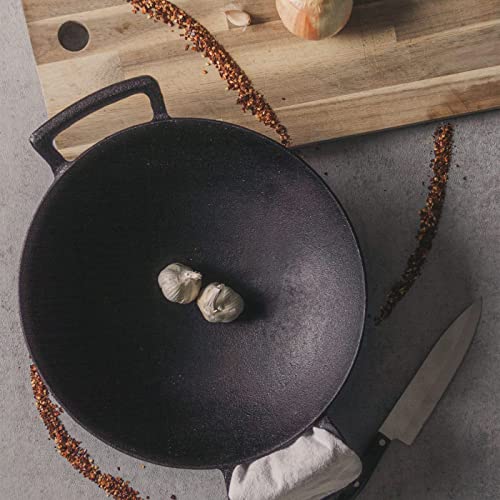 Backcountry Iron 14 Inch Cast Iron Wok With Flat Base And Handles #TOP3