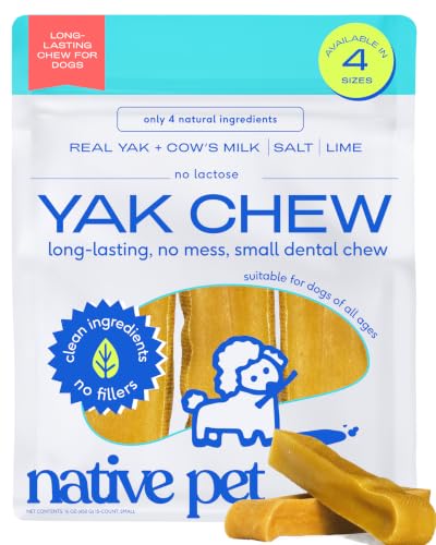 Native Pet Yak Cheese Himalayan Dog Chews - Long Lasting Dental Sticks for Small Breeds– 100% All Natural Himalayan Yak Chews for Small Dogs – Cheese Bone for Aggressive Chewers - 15 Per Pack