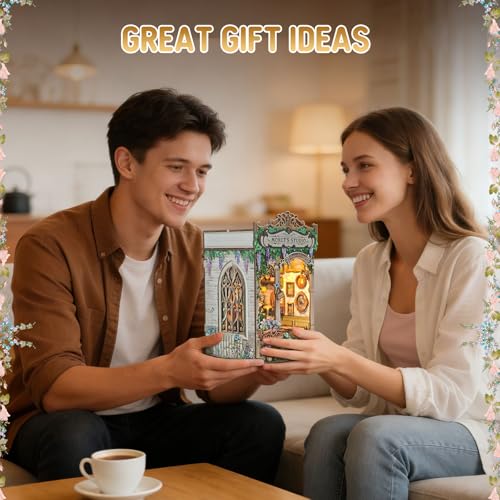 Image of Monet's Studio Book Nook Kit with LED Light & Dust Cover, DIY Miniature House Kit, 3D Wooden Puzzle Bookshelf Decor Model Building Kit, Christmas Birthday Gifts for Family, Friends