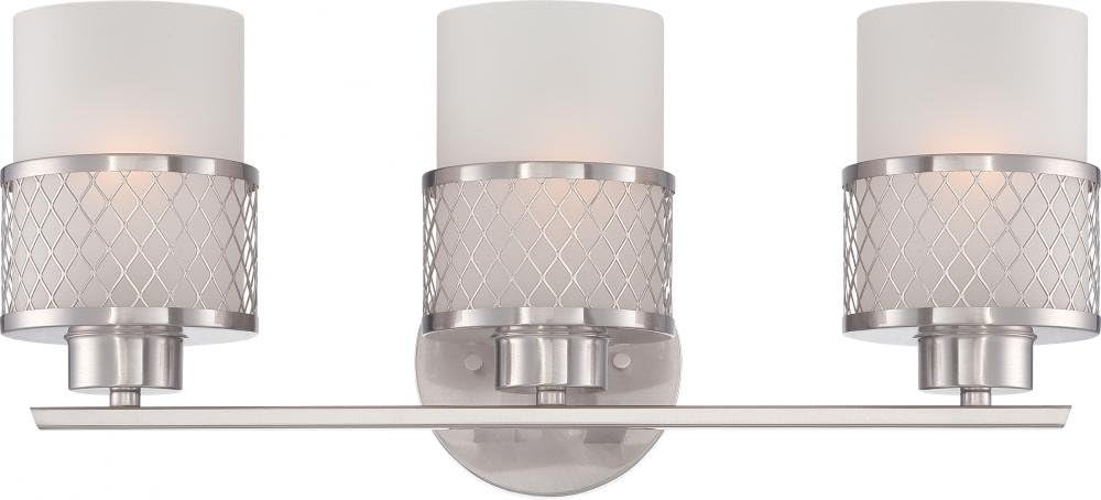 40% Off Discount NUVO 60/4683 Three Light Vanity, Pwt, Nckl, B/S, Slvr
