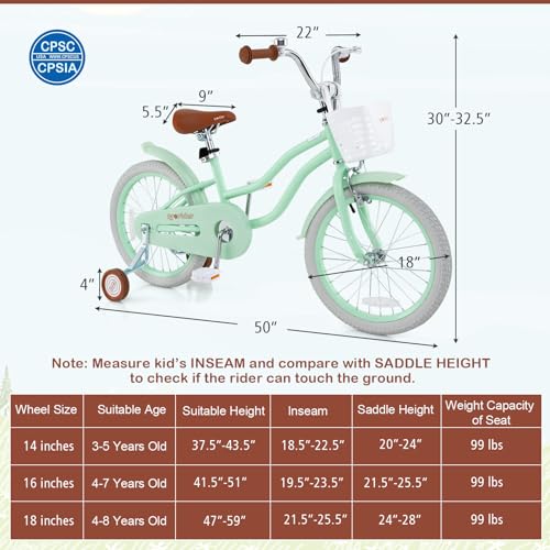 Image of BABY JOY Kids Bike, 12 14 16 18 20 Inch Boys Girls Bike w /Removable Basket