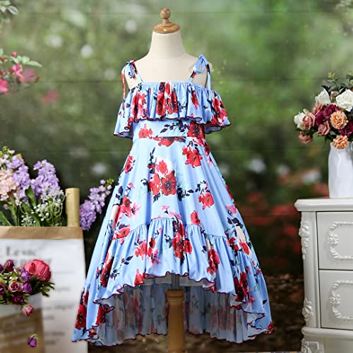 Pettigirl Toddler Girls Floral Maxi Summer Beach Mexican Hawaiian High Low Casual Midi Dresses Size 3 4 5 6 8 10 12 143