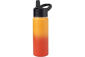 18 oz Vacuum Insulated Stainless Steel Water Bottle with Straw & Wide Mouth Lid