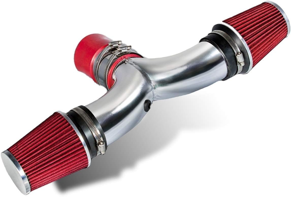 Short Ram Intake Kit with Reusable Red Filter Compatible with Dodge 03-08 Ram 1500 2500 3500 Hemi 5.7L V8/08-10 Ram 1500 4.7L/07-08 Chrysler Aspen 5.7L V8 Dual(with 2 fliters)