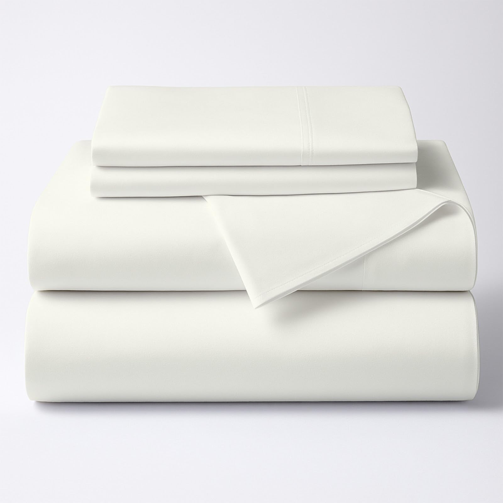 ARlinen 4PCs Bed Sheets - 48x75 3/4 Full Bunk Size Sheets for RV Sheets - 100% Egyptian Cotton Sheets - 400 TC - Fits Upto 10" Deep Pocket - RV Camper Bunk Sheets - Ivory Solid