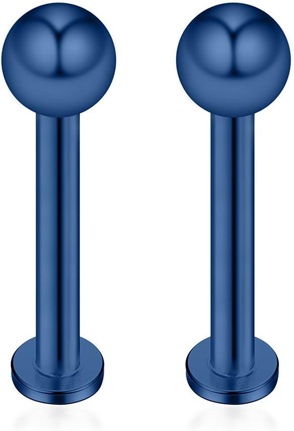 Ruifan 12PCS 14G Surgical Steel Labret Monroe Lip Ring Tragus Helix Earring Stud Piercing Jewelry - Image 7