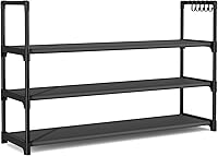 Vista 8 de Shoe Rack for Closet Shoe Organizer Space Saver Storage for 12-15 Pair Shoe Shelf with Hook Free Standing 3 Tier Shoe Rack Organizer for Entryway