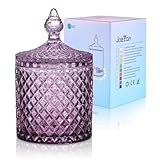 Joeyan 540ml Tazón de azúcar grande de vidrio Morado oscuro con tapa,decoración del hogar