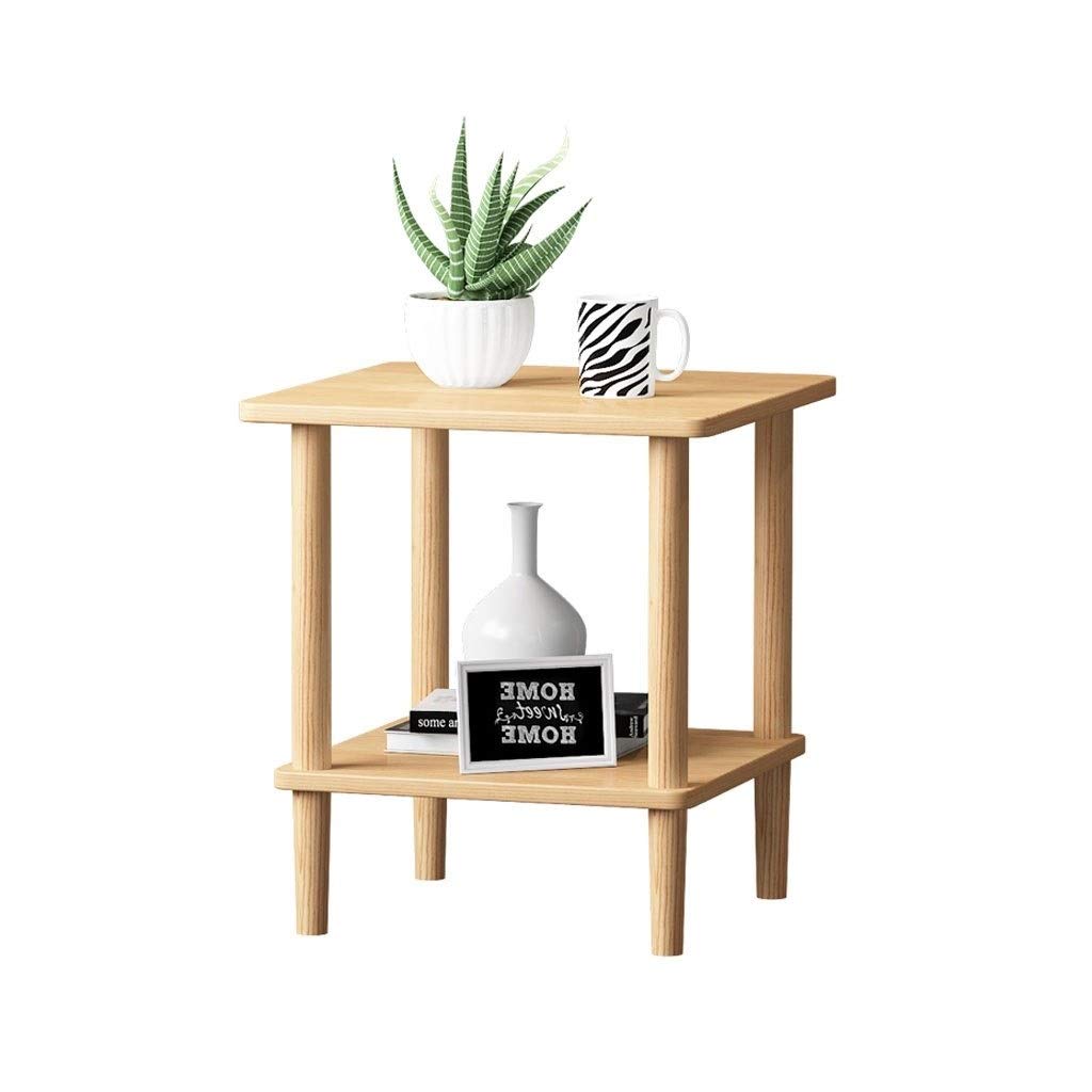 Table basse carrée en bois naturel pour salon et chevet de lit 45x48x53cm