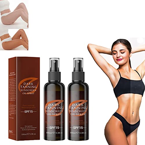Tan Intensifier Deep Tanning Dry Spray Oil, 100Ml Outdoor Tanning Oil, Tanned Get A Faster Darker Sun Tan From Tan, Portable Sunbathing Body Oil ，Accelerating Organic Tanning Spray (2Pc) #TOP22